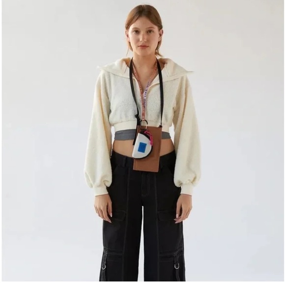 Urban Outfitters | BDG New Leaf Quarter Zip Cropped Sweatshirt NWT Small Fuzzy - Picture 8 of 11
